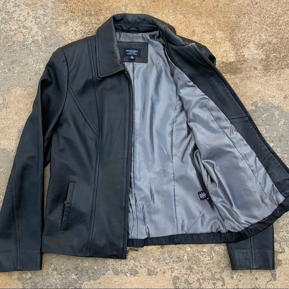 Sonoma Black Lamb Skin Leather Coat Size M - Picture 7 of 15